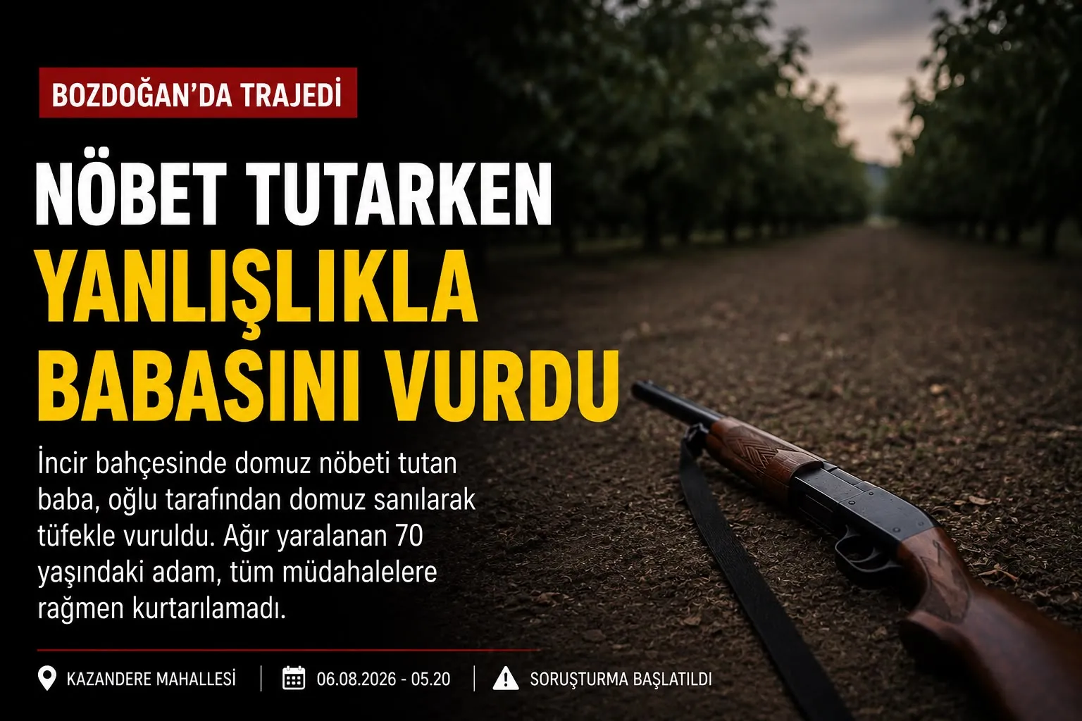 Bozdoğan ilçesinde incir bahçesinde yanlışlıkla babasına vurdu