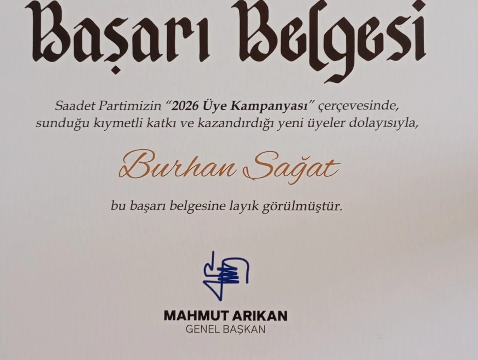Saadet Partisi Nazilli İlçe Başkanına ödül - Fotoğraf Galerisi 1